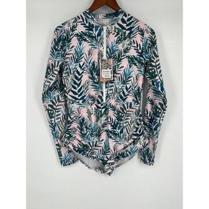 NWT Barbra Ignatiev x AXESEA Side Ruching Long Sleeve One Piece Swimsuit